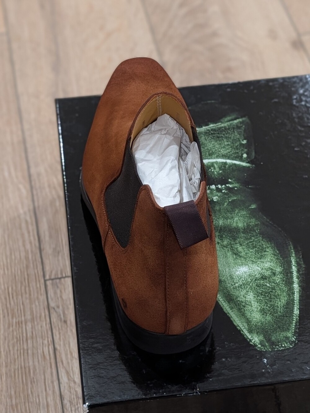 $495 Mens Magnanni "Shaw" Suede Chelsea Boots Cognac US 11 - Picture 4 of 8